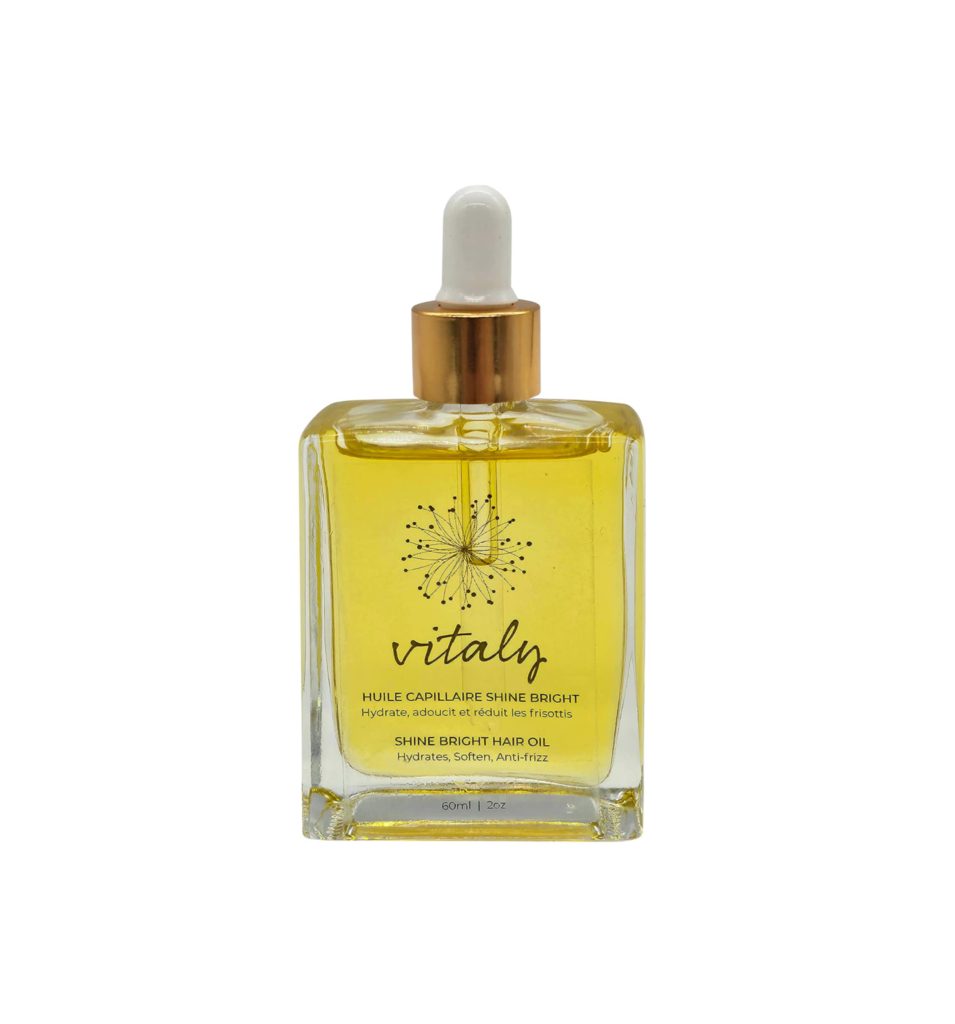 Huile capillaire Shine Bright Vitaly 60ml pour hydratation et brillance.